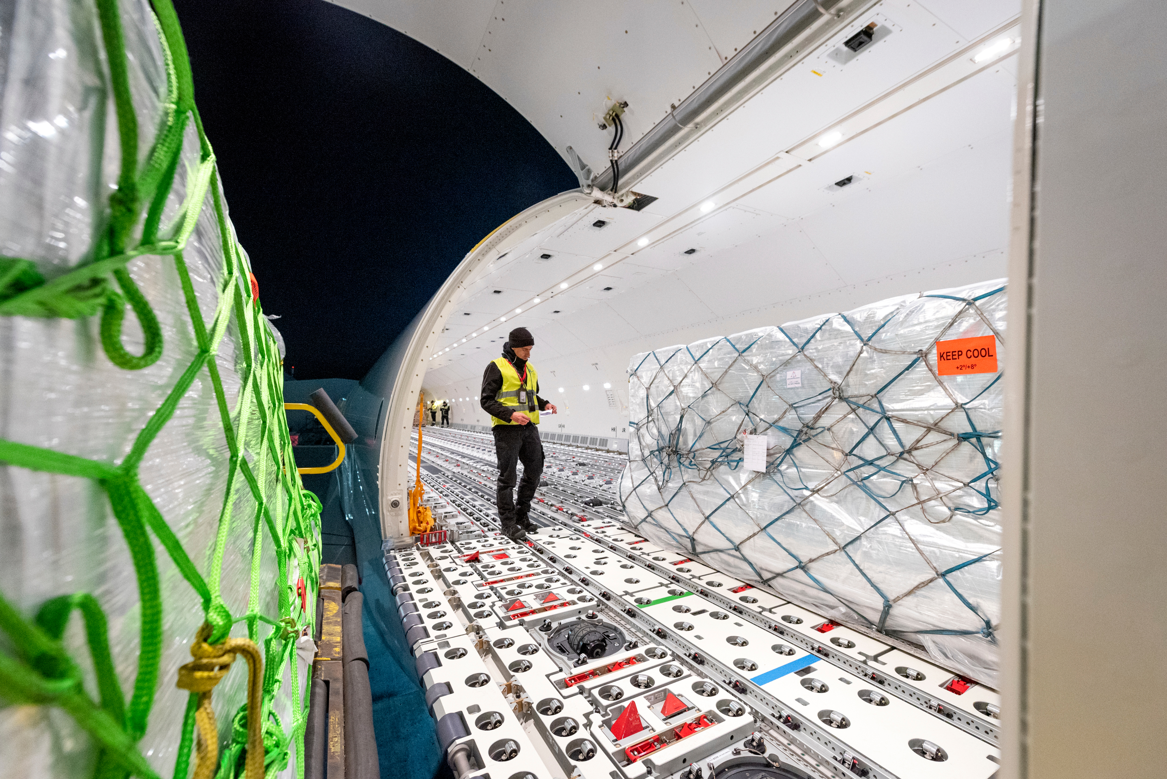 Temperature-controlled pharmaceutical containers being loaded onto MSC Air Cargo aircraft for safe and compliant cold chain air logistics