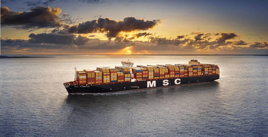 MSC Mediterranean Shipping Company container ship sailing in the ocean
