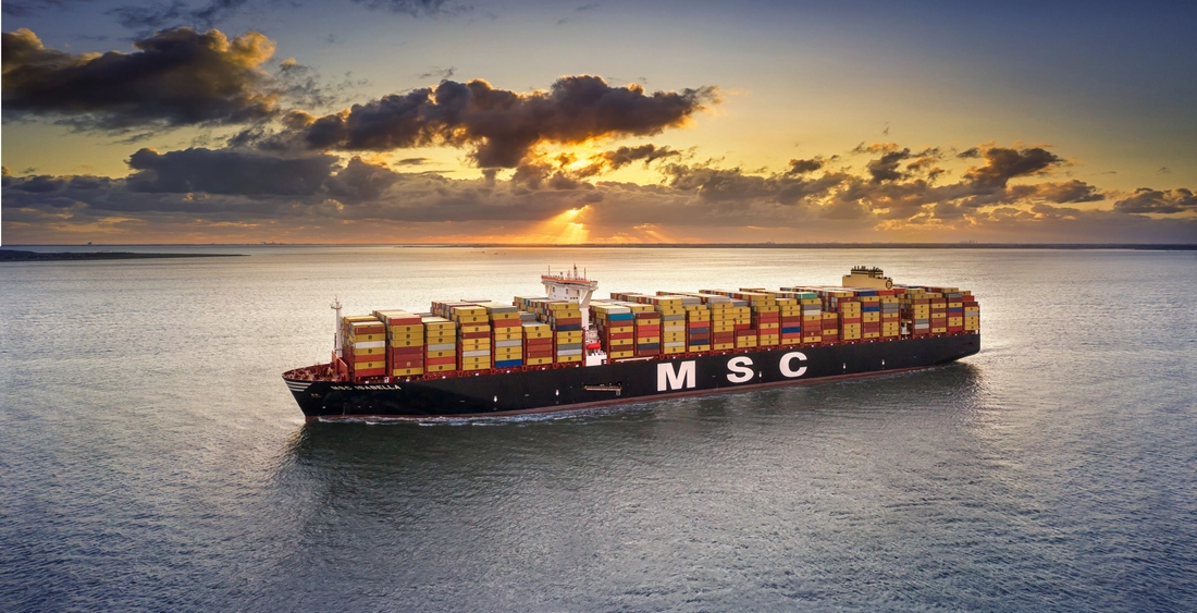 MSC Mediterranean Shipping Company container ship sailing in the ocean