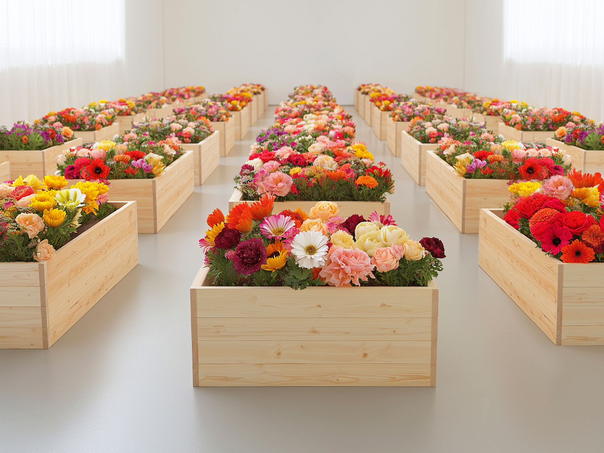 Fresh flowers in containers prepared for international shipment via MSC Air Cargo air cargo logistics network