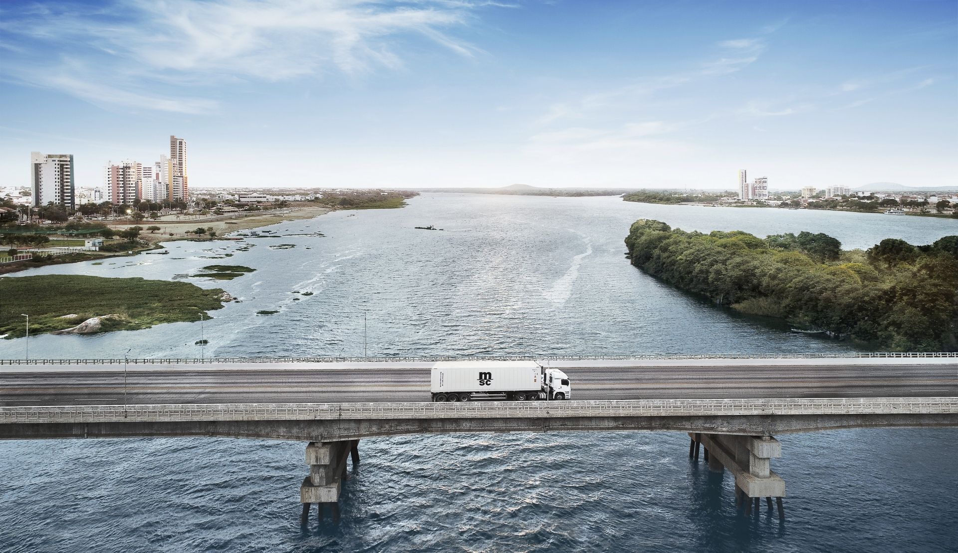 MSC truck carrying a reefer container