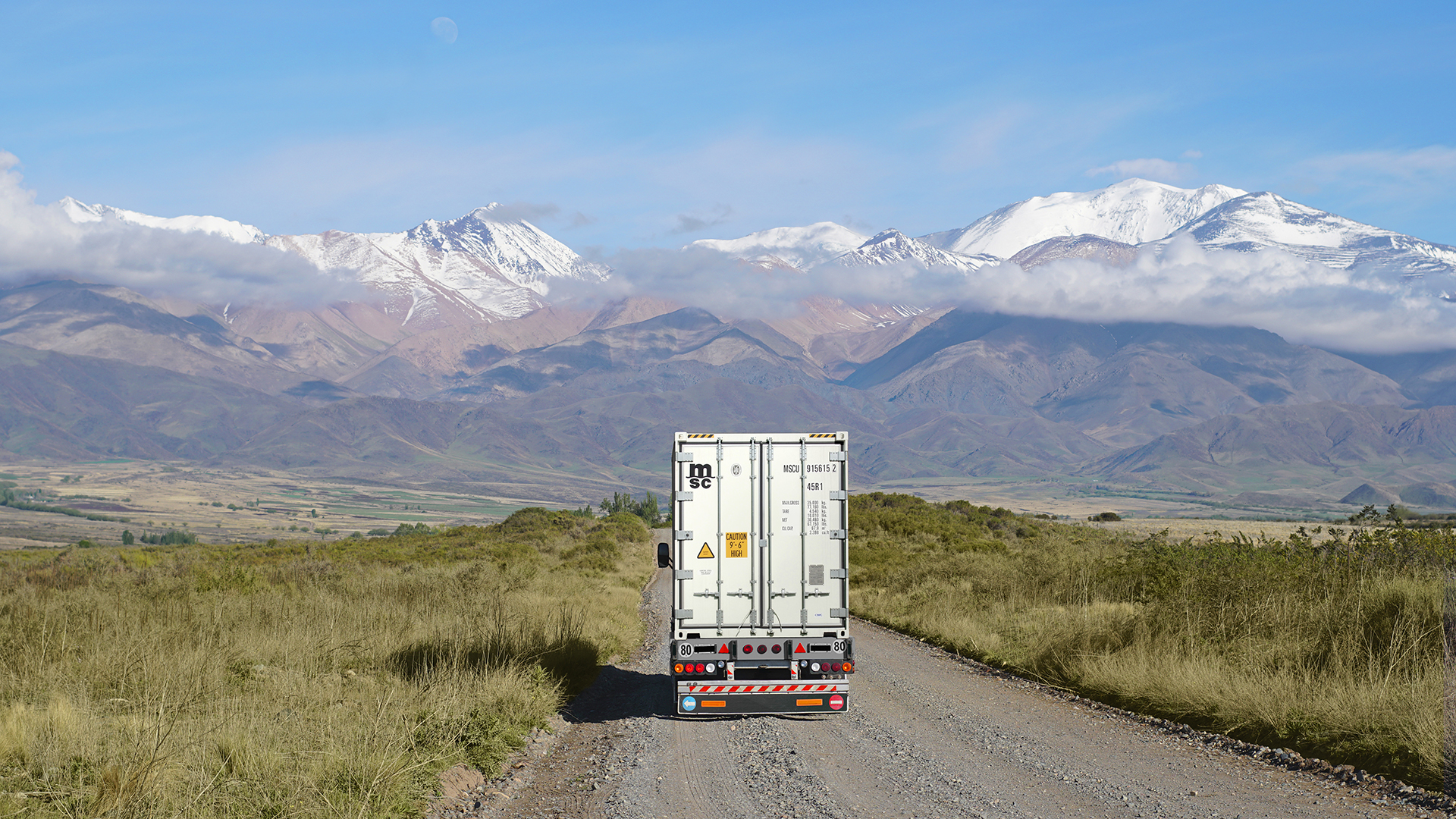 Reefer container at the Andes Mountains Range