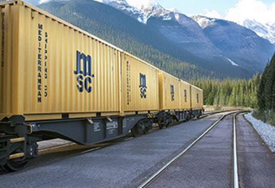 MSC dry containers on train