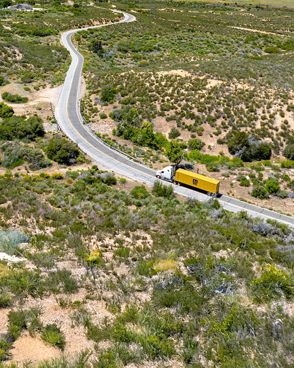 MSC truck with dry container in the U.S desert