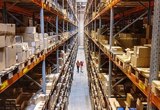 Employees in warehouse facility