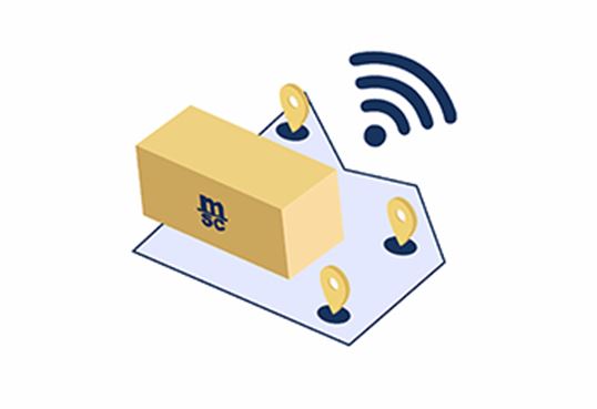 MSC Smart Container geofencing graphic.
