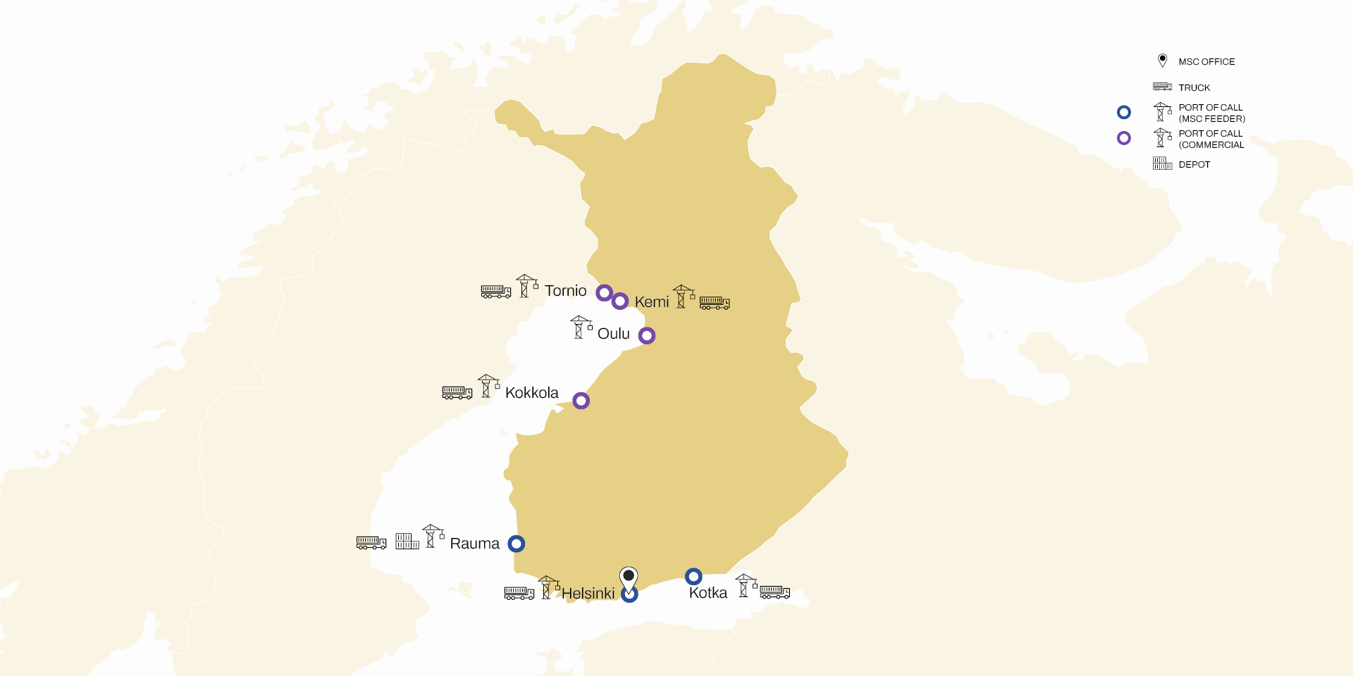 MSC Finland inland network
