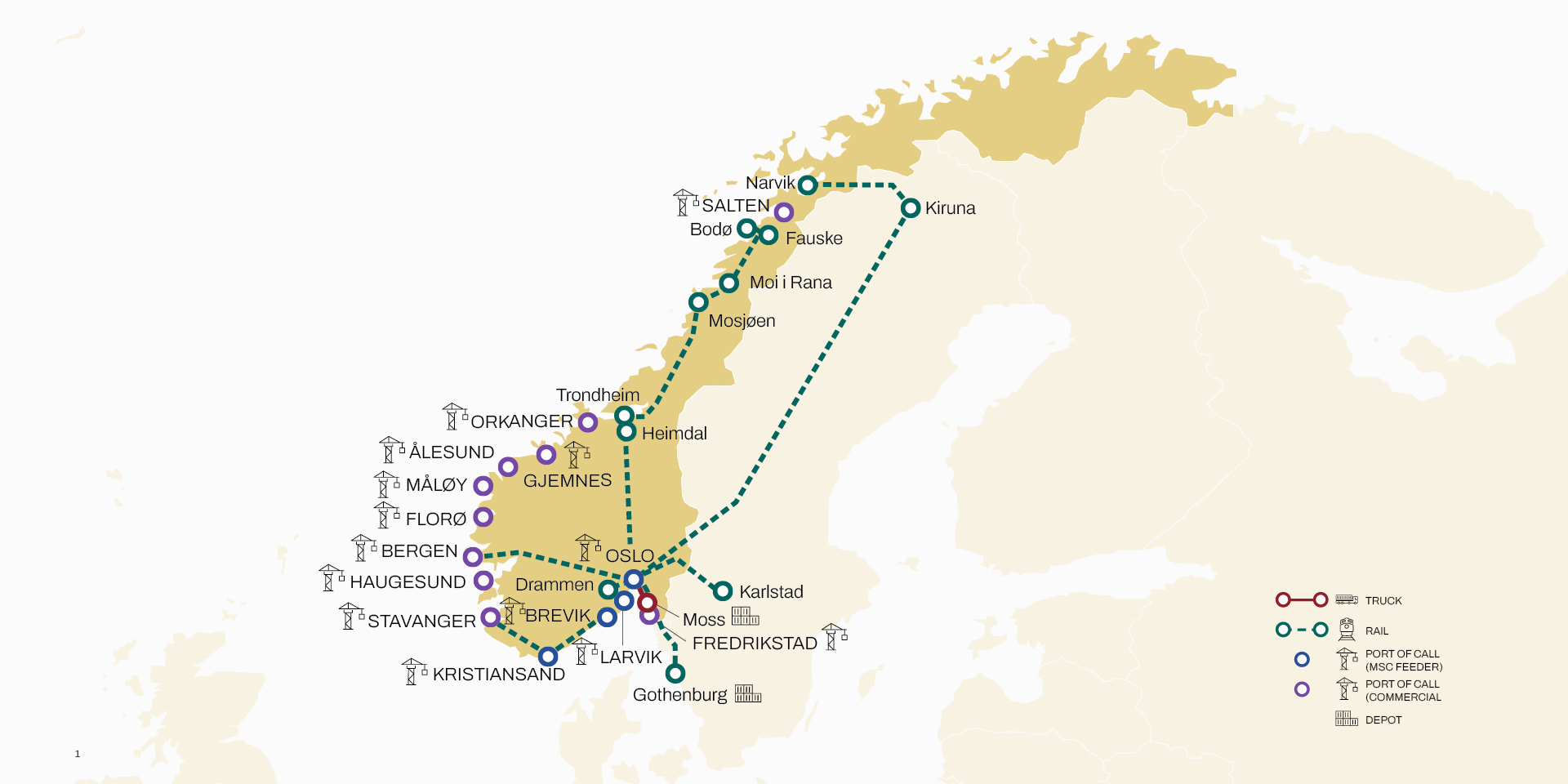 MSC Norway inland network