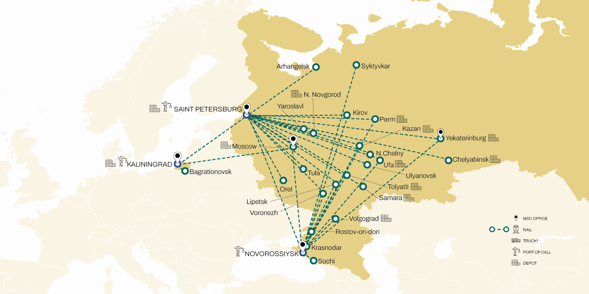 MSC Russia inland network