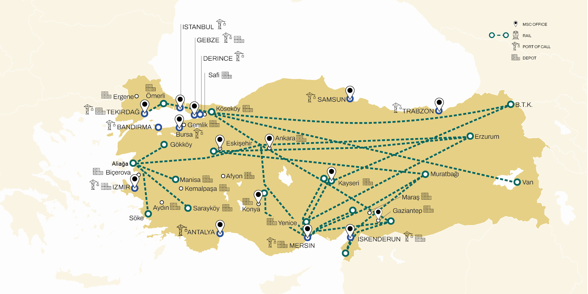 MSC Türkiye inland network