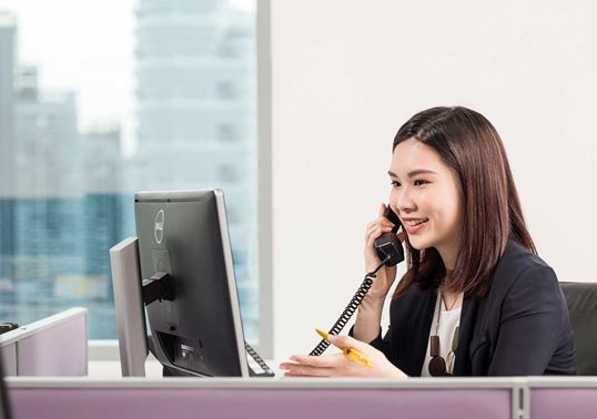 MSC Singapore employee on the phone
