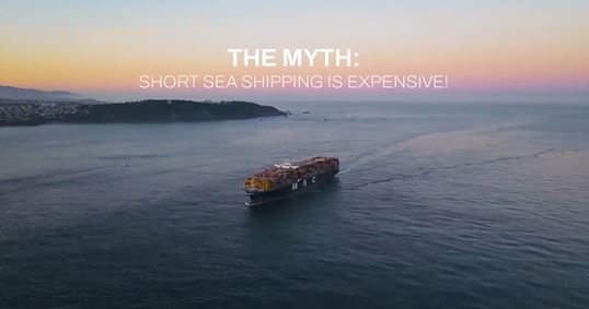 MSC Container Vessel sailing in front of a beautiful sunset with title text on top